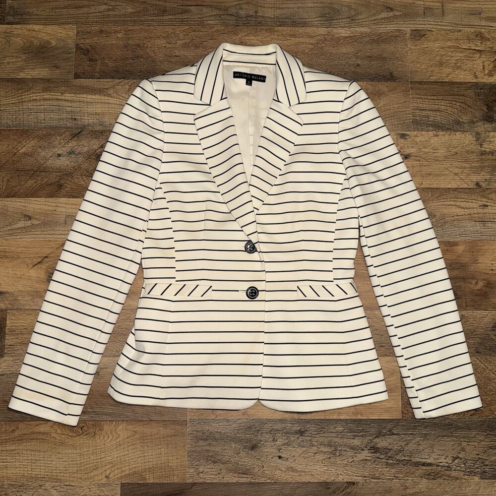 Antonio Melani Suit Jacket Sz 4 White Black Dress‎ Casual Women's Blazer